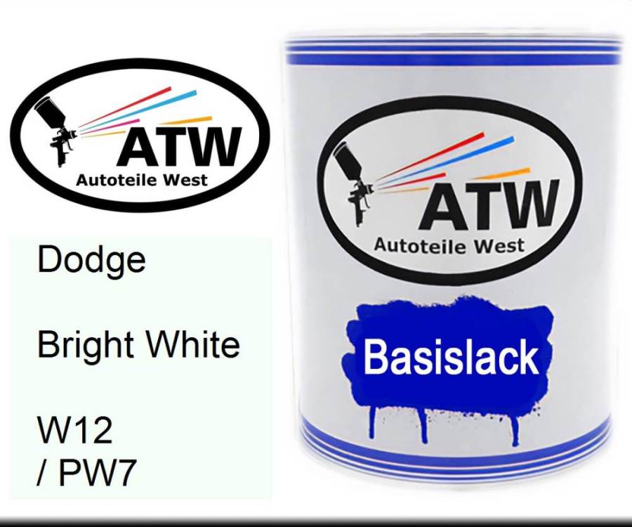 Dodge, Bright White, W12 / PW7: 1L Lackdose, von ATW Autoteile West.